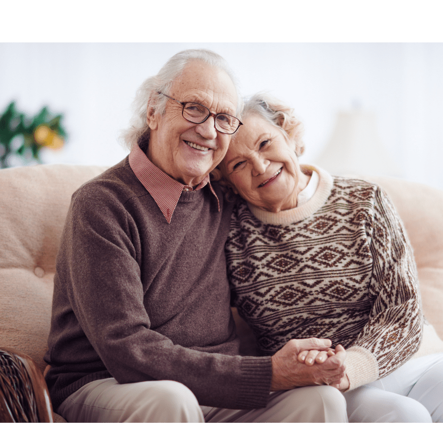 Old couple smiling